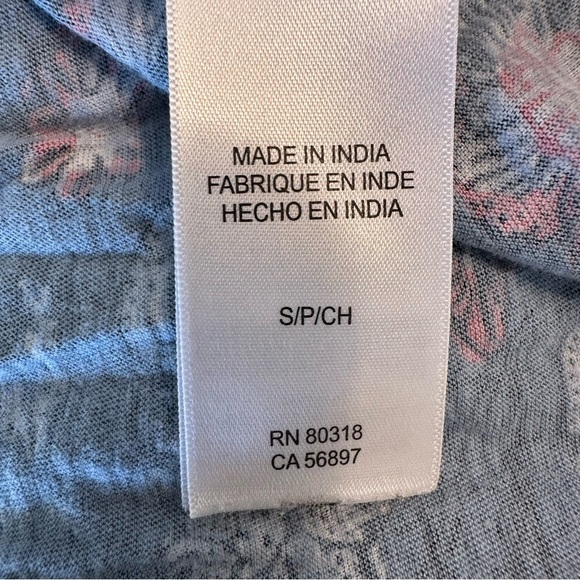 Lucky Brand cotton/modal floral boho top Size S blue white coral - Picture 9 of 11